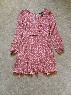 Trixxi Dusty Rose Floral Long Sleeve Dress